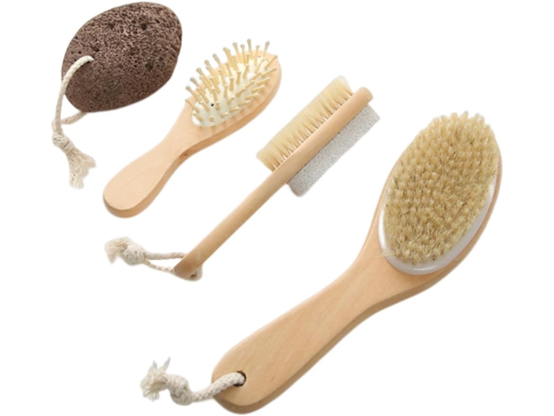 Callaron 1-conjunto De Escovas Esfoliantes Com Cerdas Para Escova Banho E Pedra Postal Kit Cuidados A Pele Uma Macia