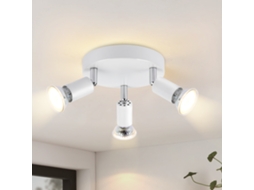 Nettlife Candeeiro, Focos Iluminação Led Gu10 3 Luzes Redondas Modernas 350° Branco Sem Lâmpada Para Cozinha E Sala, 25 W, Regulável