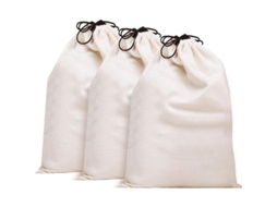 3 Bolsas de armazenamento de algodão respiráveis com cordão, 13,7x15,7 polegadas