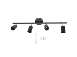 Luzes de Rastreamento de Teto Led 4 Luzes 60W Ângulo Ajustável Preto Mate 85 265V | S/MARCA