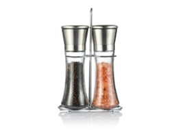 Moedor de Sal e Pimenta manual ajustável com suporte de vidro transparente de 19cm S/MARCA