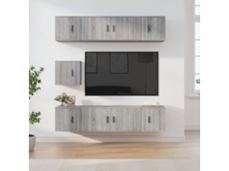 Vidaxl Conjunto Móveis De Tv 7 Pcs Madeira Processada Sonoma Cinza