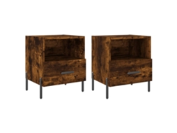 Bedside Cabinet, Bedside Cabinets Vidaxl Marrom Madeira Processada (n/a)
