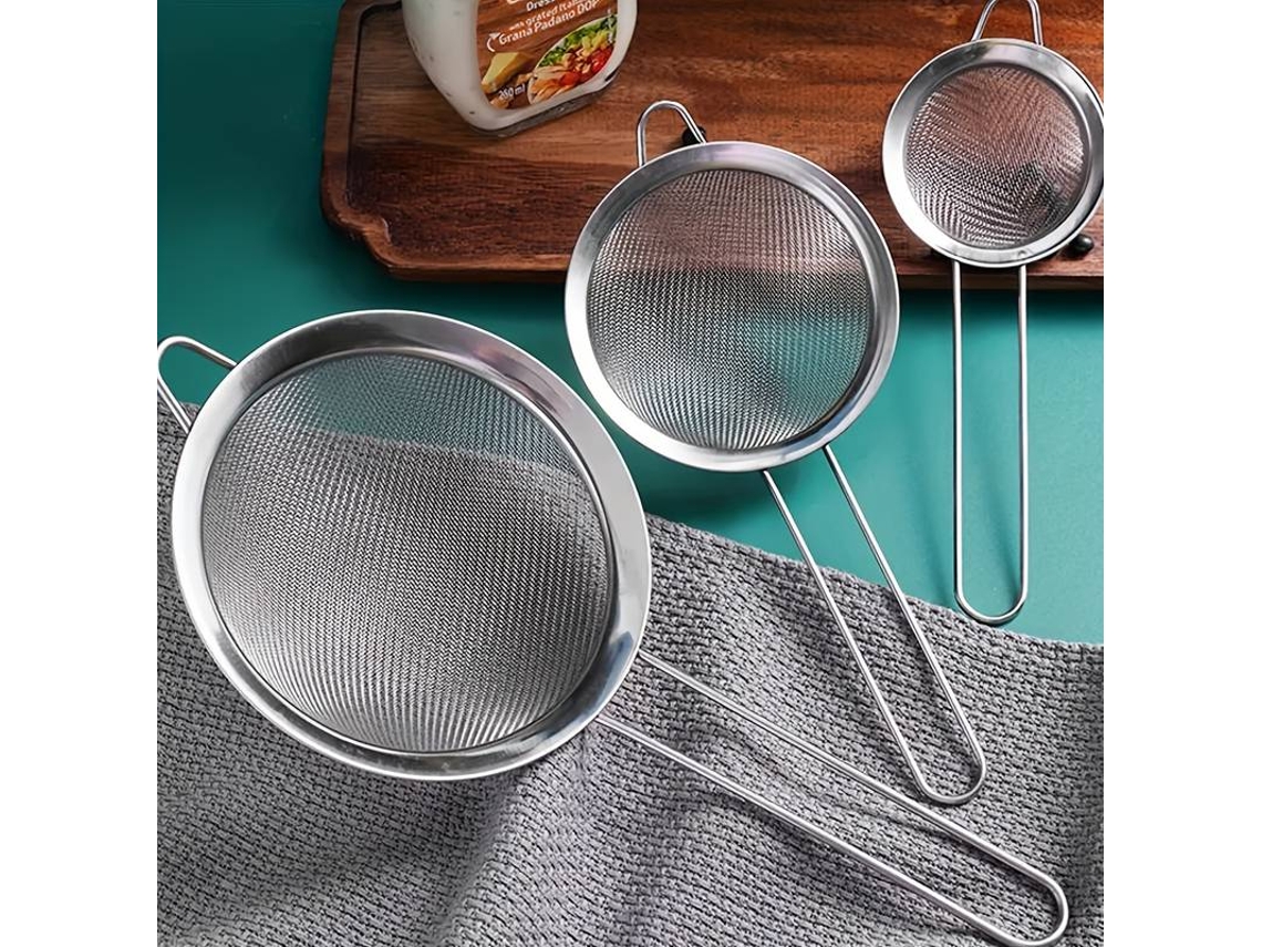 Peça Peneira De Malha Fina, Peneira De Aço Inoxidável Com Alça, Utensílios De Cozinha SUNNY SPACES