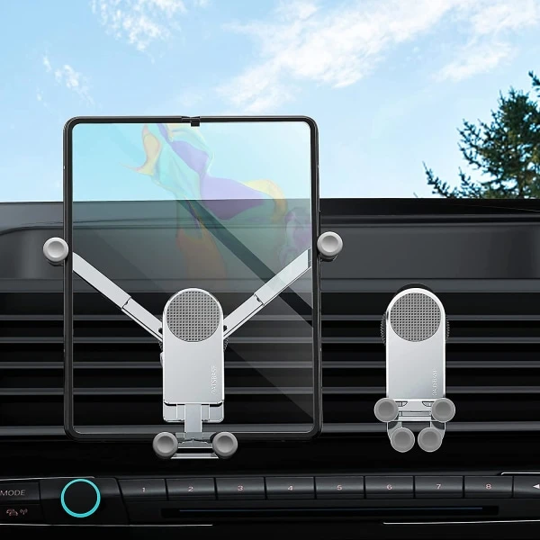 Suporte para Celular Veicular Gravity Compatível com Samsung Galaxy Z Fold 4/z 3, Fixação na Saída de Ar do Carro, Cor Prata AQUAFORGE