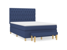 Cama com Molas/colchão 140x200 Cm Tecido Azul MAISON EXCLUSIVE