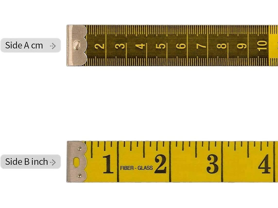 Fita Métrica Dupla Face Para Ajuste Personalizado, Compatível Com Medidas De Tórax E Cintura De Até 150 Cm, Cor Amarela