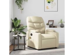 Vidaxl Poltrona De Massagens Reclinável Couro Artificial Cor Creme