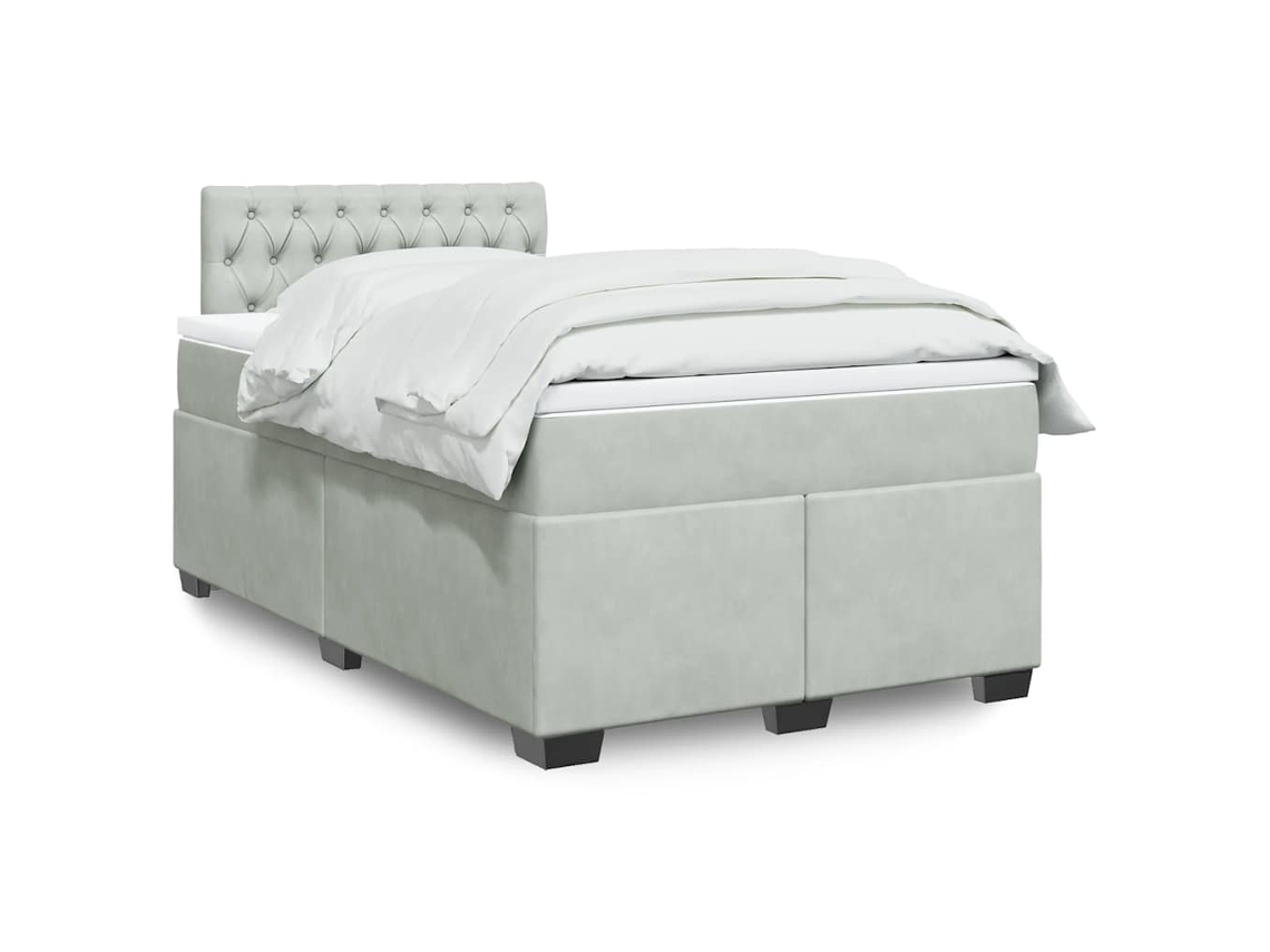 Vidaxl Cama Boxspring Com Colchão 120x190 Cm Veludo Cinzento-claro