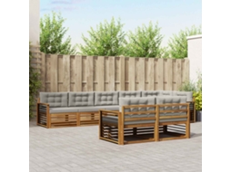 Vidaxl Conjunto De Sofás Para Exterior 8 Unid. Cinza Natural E Claro