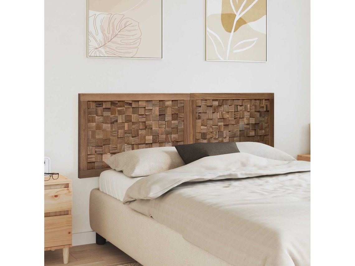 Vidaxl Cabeceira De Cama Natural Madeira De Teca Sólida