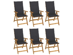 Cadeiras Dobráveis Jardim C/ Almofadões 6 Pcs Acácia Maciça Dkd Home Decor