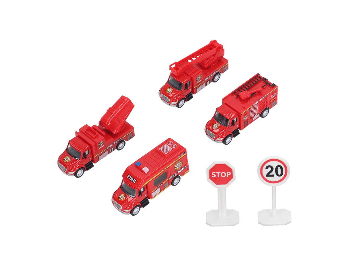 Conjunto de 4 carrinhos de arrasto modelo liga com portas abertas Série Cidade Caminhão Brinquedo Tipo B