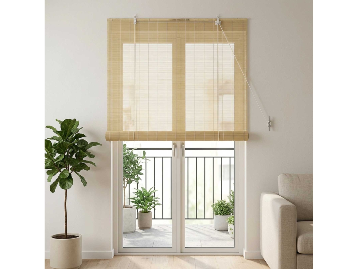 Vidaxl Estores De Rolo Natural 90 X 220 Cm Bambu