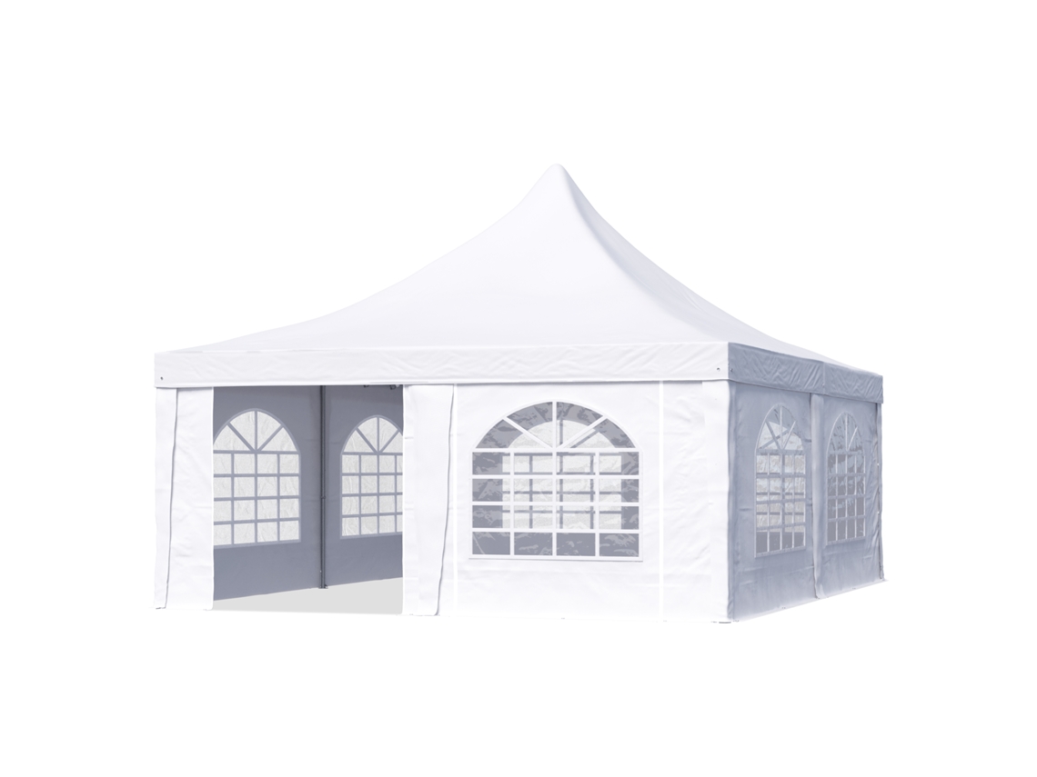 Barraca Pagode 5x5 M, Montagem Rápida E Fácil, Com Janelas, Lona De Pvc Resistente 700, Branco Toolport