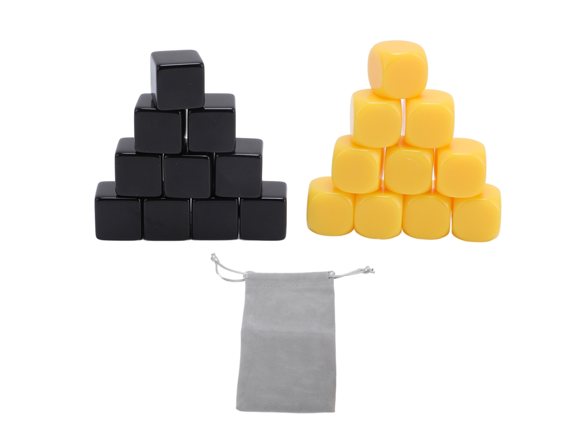 20 Peças Dados Em Plástico 16mm Em Branco Diy Resistente A Impactos Com Saco De Armazenamento Para Jogos De Tabuleiro