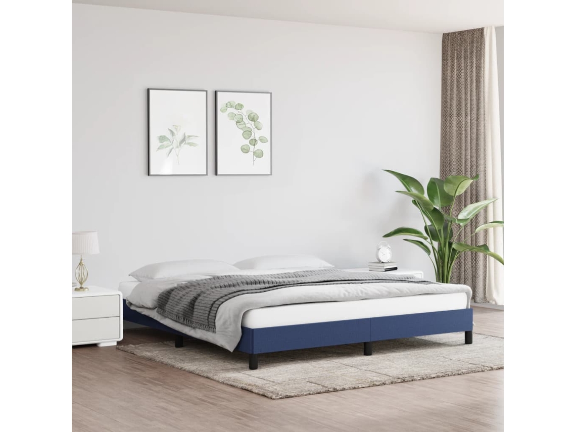 Vidaxl Estrutura De Cama Sem Colchão 160x200 Cm Tecido Azul