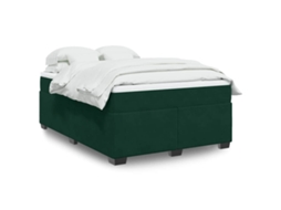 Vidaxl Cama Com Molas/colchão 140x190 Cm Veludo Verde-escuro