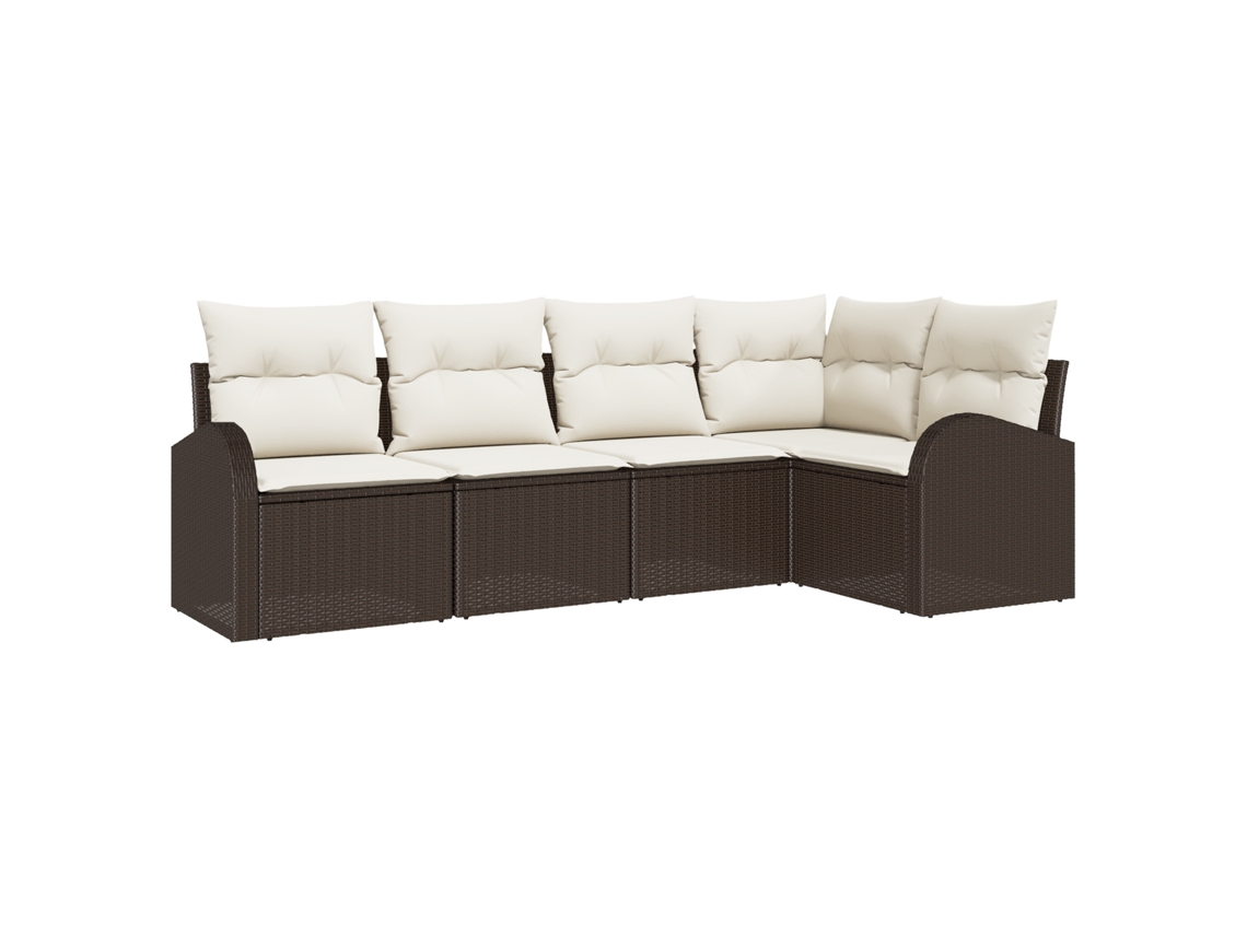 Conjunto 5 Móveis Para Exterior Vidaxl Castanho Vime Pe (234 X 124 X 85 Cm)