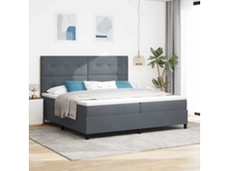 Vidaxl Cama Box Com Cabeceira Cinza Escuro 200 X 200 Cm Veludo