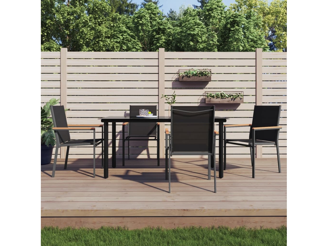 Vidaxl 5 Pcs Conjunto de Jantar para Jardim Textilene e Aço Preto