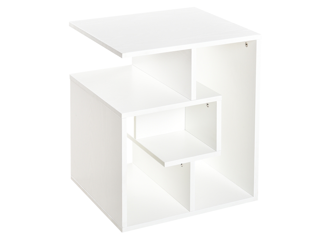 Mesa de Centro de Mesa de Cabeceira de Sala de Estar com Luz LED Branco 45x40x55 cm