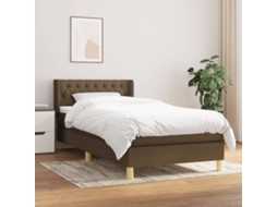 Vidaxl Cama Com Molas/colchão 100x200 Cm Tecido Castanho-escuro