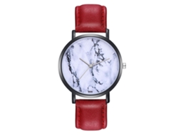 Relógio de quartzo unissex com pulseira de couro PU, vermelho casual, para homens e mulheres.