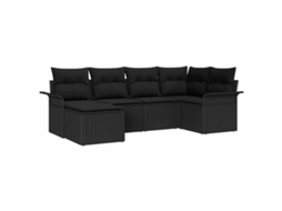Conjunto de sofá de jardim 6 peças Preto Vime Pe MAISON EXCLUSIVE