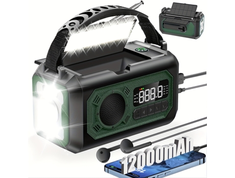 Rádio Meteorológico Solar De Emergência Com Lanterna Led Mão Am/fm Rádio Bússola Lâmpada De Leitura/exército Verde Venisymlis