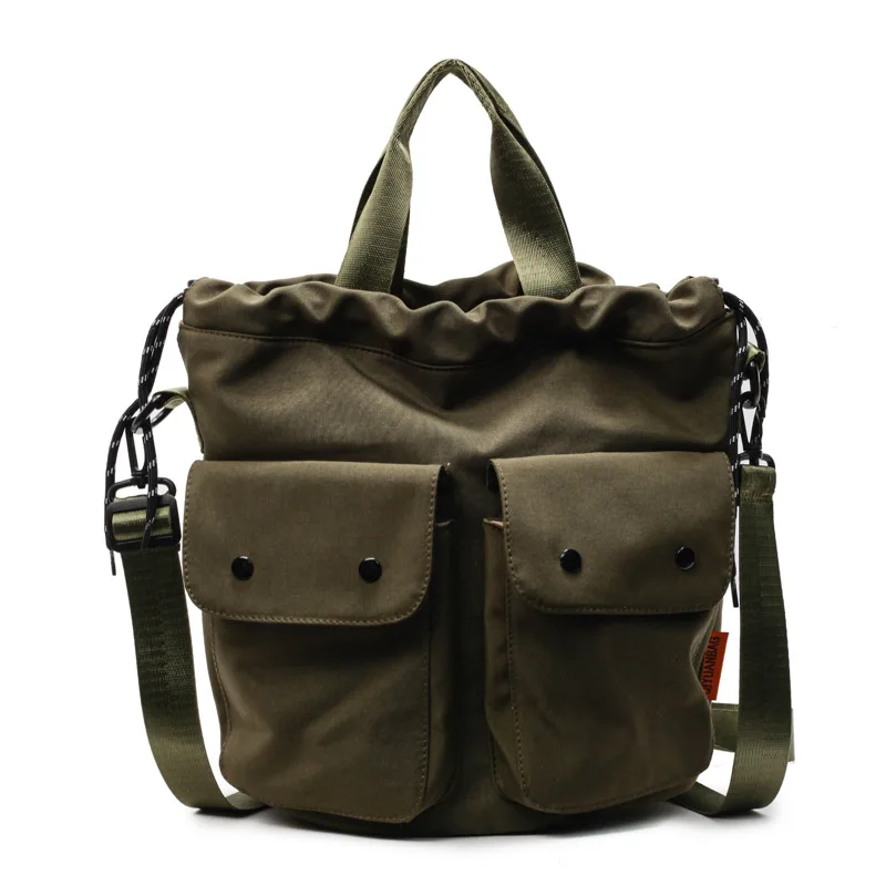 Bolsa Transversal Feminina Em Nylon Verde, Ideal Para O Dia A Dia, Compras Casuais E Com Vários Bolsos.