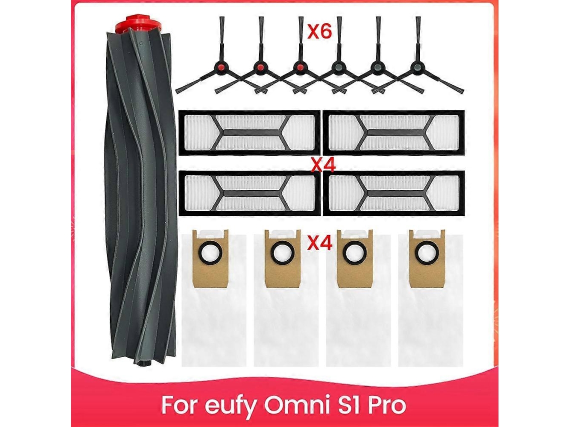 Kit De Substituição Para Aspirador Robô Eufy Omni S1 Pro: 1 Escova Rotativa, 6 Escovas Laterais, 4 Filtros Hepa, 4 Sacos De Pó._ozo