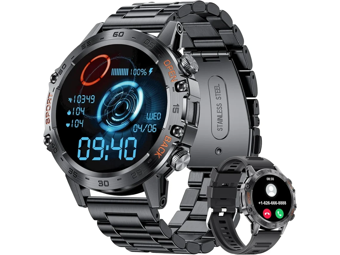 Smartwatch Chronus Militar para Homens Smartwatch Chronus com Chamada de Voz Bluetooth Compatível com Telefone Android Ios Smartwatch Chronus