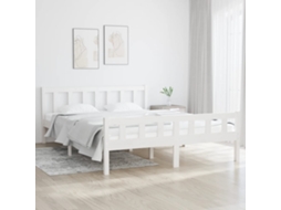 Vidaxl Estrutura de Cama King 150x200 Cm Madeira Maciça Branco