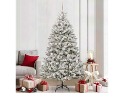 Vidaxl Árvore De Natal Artificial Verde E Branco 210 Cm Pvc E Metal