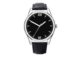 Relógio masculino de quartzo com mostrador redondo e pulseira de couro PU simples e elegante.