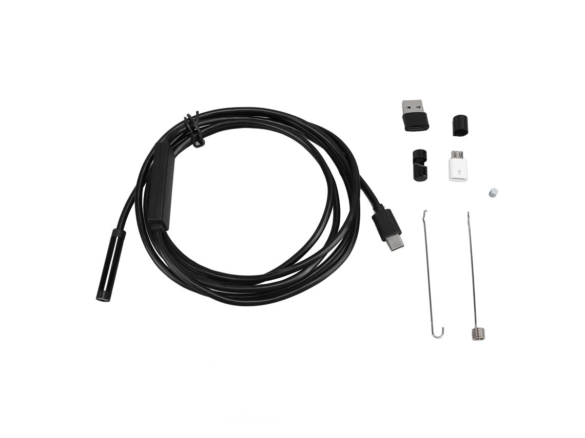 Câmera de inspeção Mali endoscópio 7mm 2MP HD com USB Type C, micro USB para celular, tablet, laptop