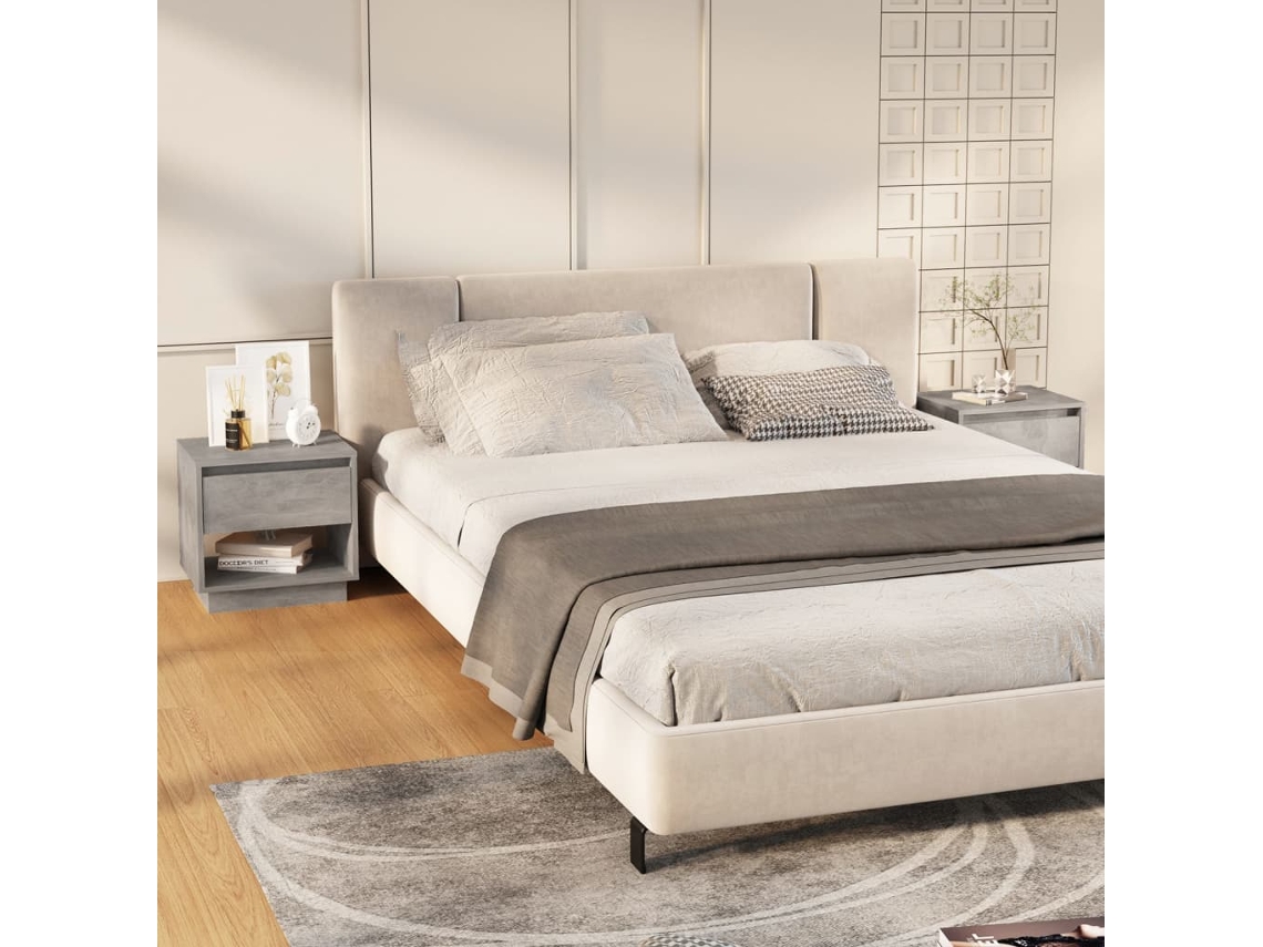 Vidaxl Mesas Cabeceira 2pcs 45x34x44cm Derivados Madeira Cinza-cimento
