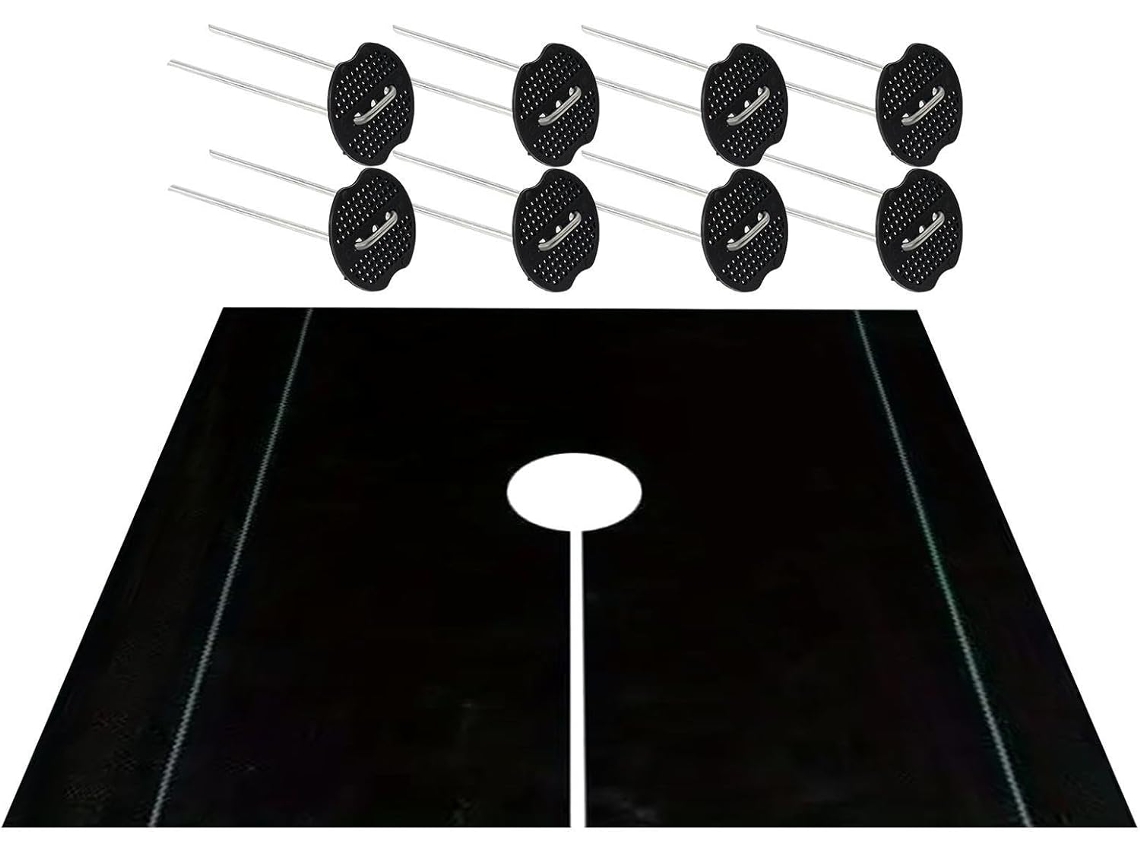 Manta Geotêxtil para Cobertura de Solo, Tapetes de Grama Sintética de 119 X 119 Cm, com 8 Estacas e 8 Fixadores, para CHABERLU