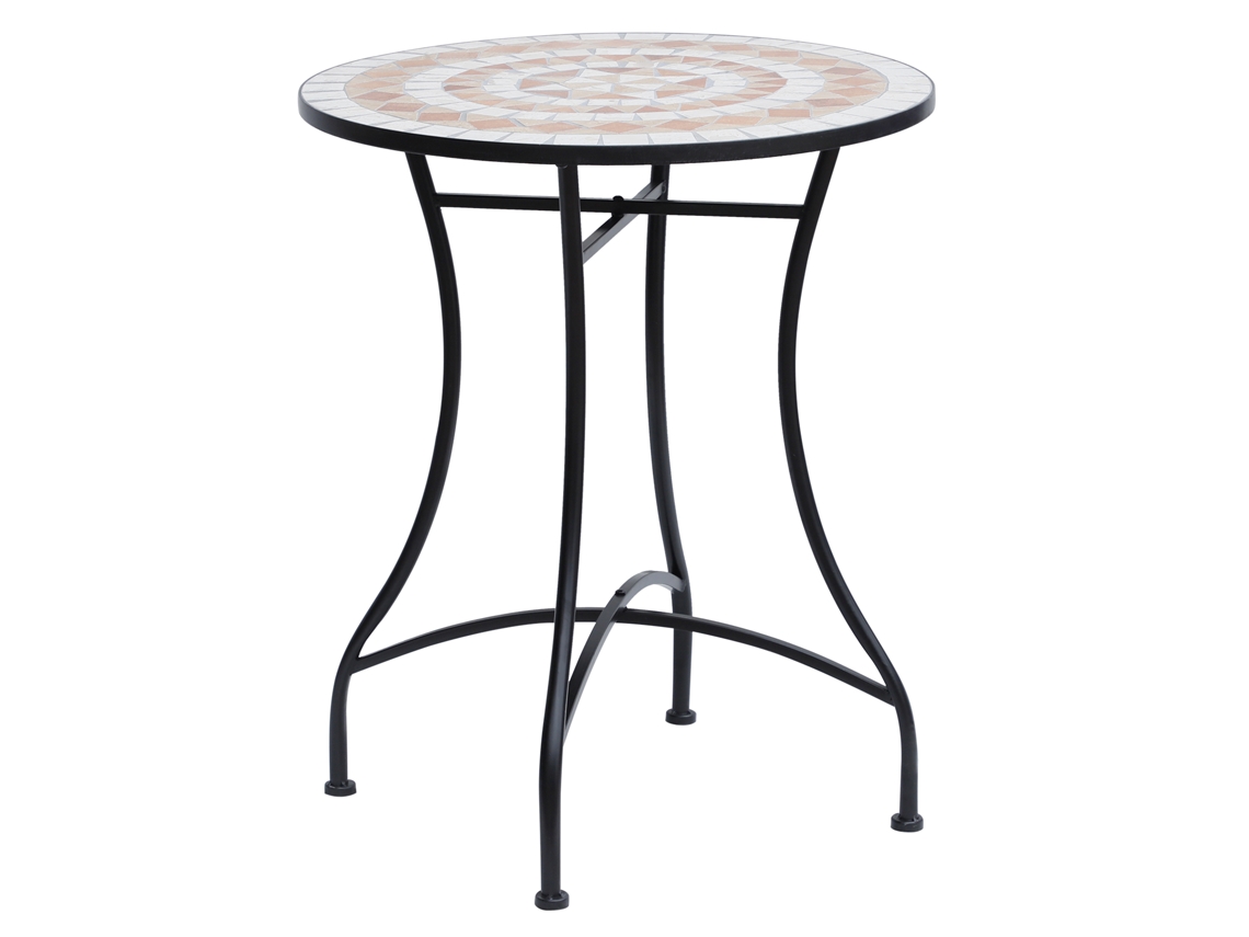Mesa Mosaico Laranja/branco Ø6x71cm, Aço/cerâmica.-gx
