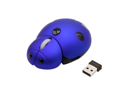 Rato Yizhood Laser Sem Fio Mini Computador Portátil Criativo Joaninha Forma Bonito Usb Animal Gift Pc Para Laptop Azul