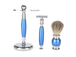 Conjunto De Barbear Barbilla Hombre Lâmina Escova Azul