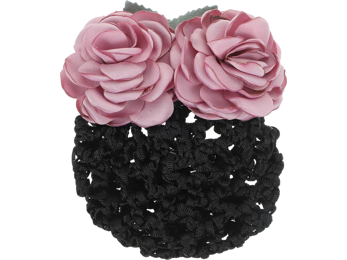 Elegante acessório de cabelo feminino, rede para cabelo em tecido floral vermelho.