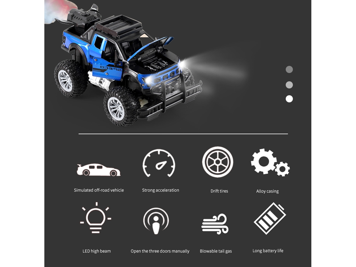 Carro De Controle Remoto Off-road 1:18 Com Luzes Led, Rechargeável, Brinquedo Para Crianças Meninos E Meninas