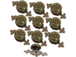 Conjunto De 10 Puxadores Gaveta Em Vidro Verde Com Estampa Leopardo, Estilo Vintage, Para Armários De Cozinha E Móveis