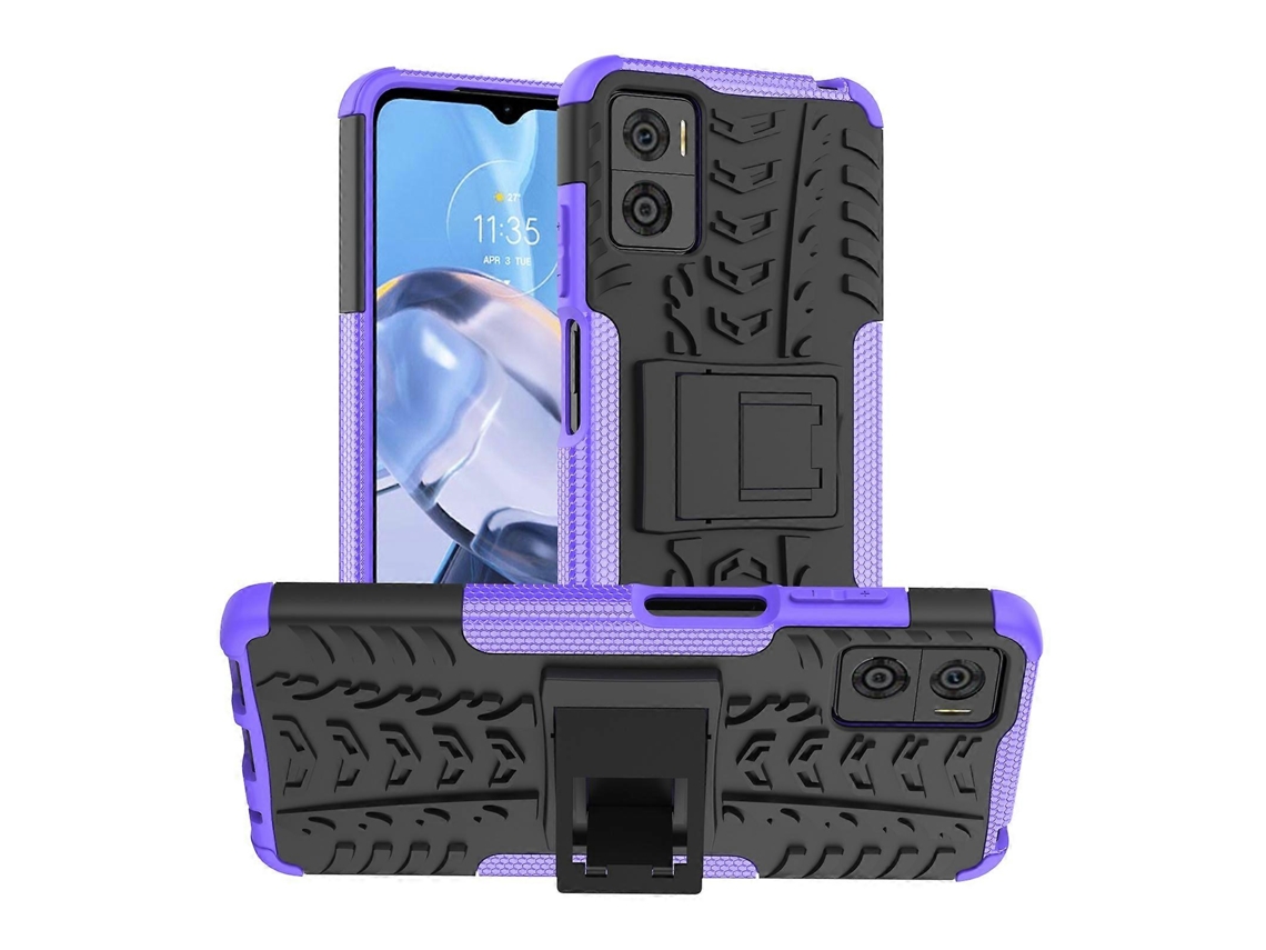 Capa De Celular Com Textura De Pneu Em Tpu Pc Para Motorola Moto E22 Com Suporte