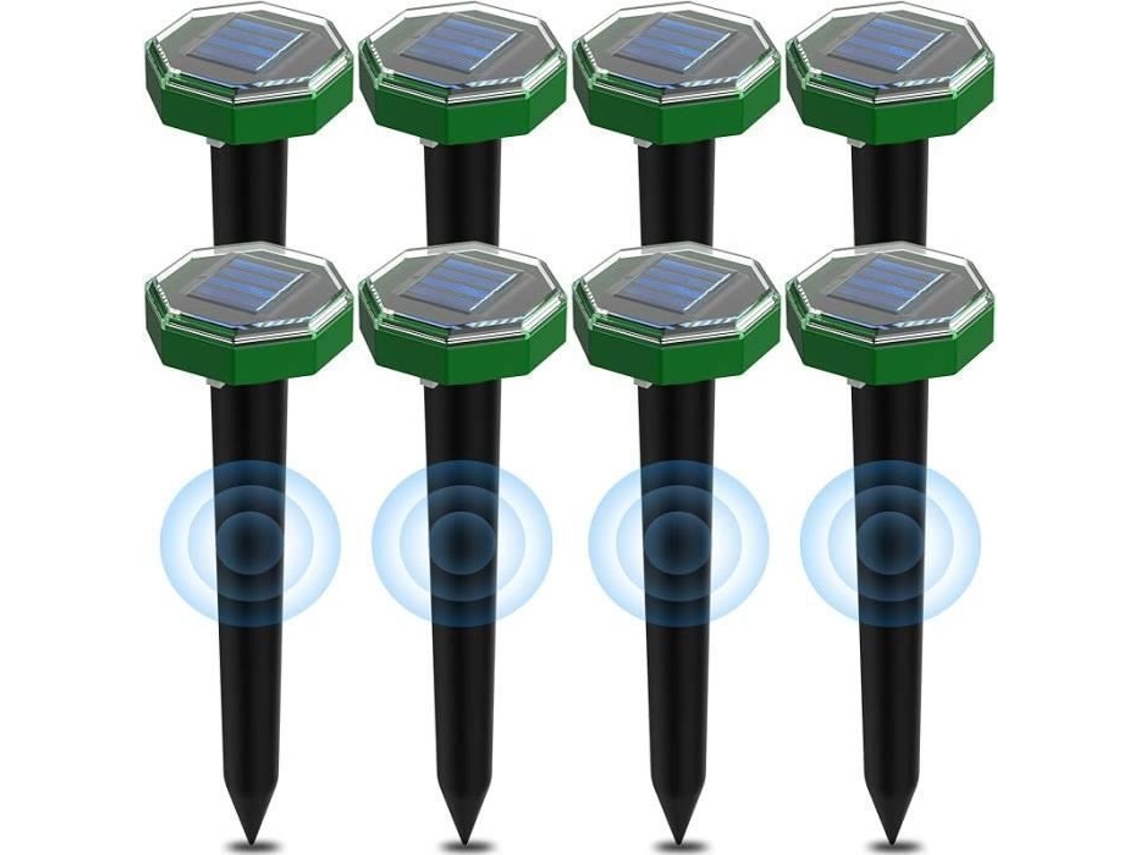 8 peças de luz solar ultrassônica repelente, luz solar ultrassônica anti-taupe com proteção IP65 à prova d'água, para uso externo ou em jardins Marsee