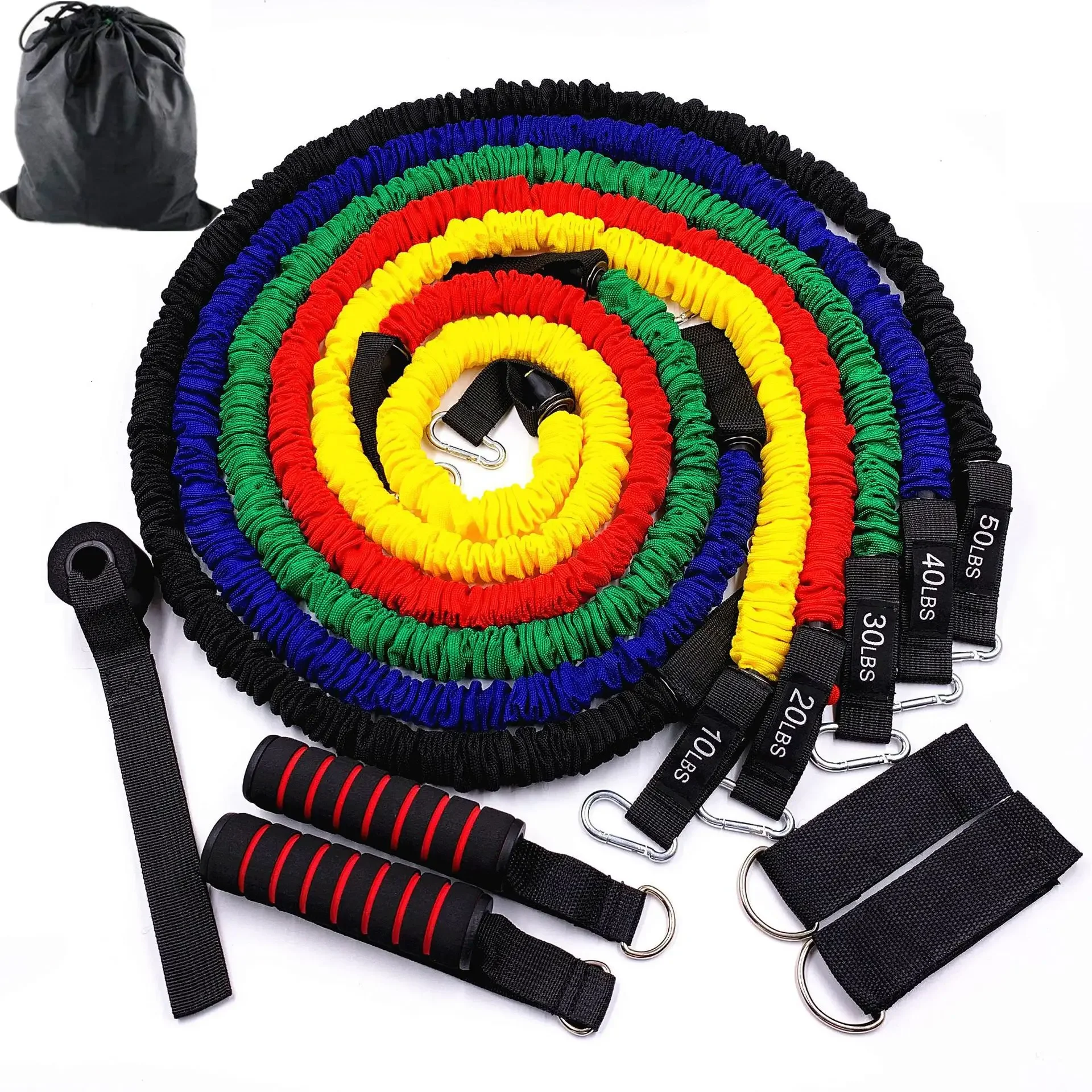 Conjunto De Faixas Elásticas De Resistência (45 Kg) - Ideal Para Exercícios E Treinamento De Alongamento