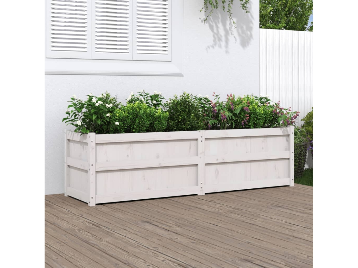 Vidaxl Vaso/floreira De Jardim 180x50x50 Cm Pinho Maciço Branco