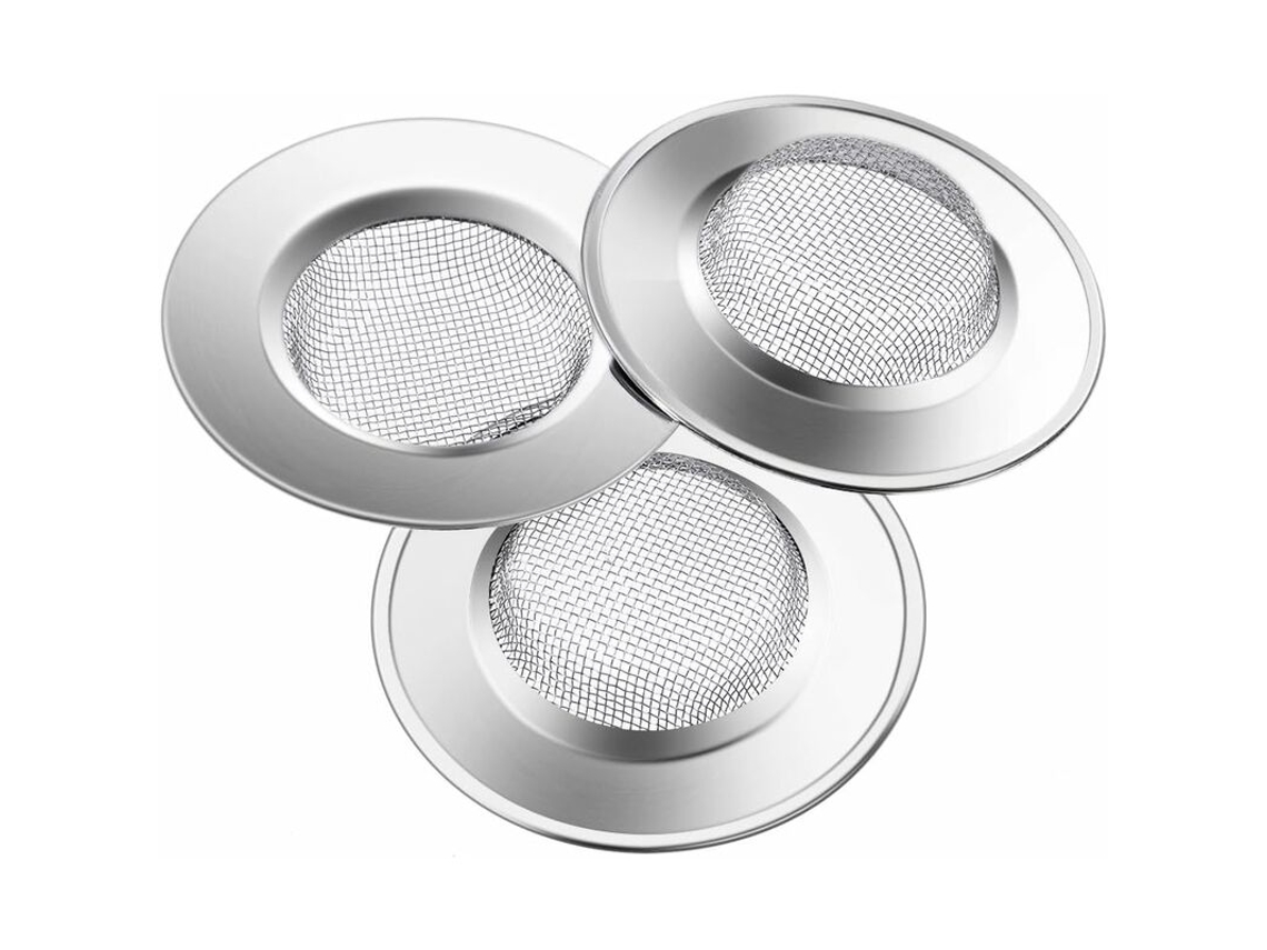 Conjunto De 3 Filtros De Pia De 7,7 Cm Em Aço Inoxidável Para Evitar Entupimentos